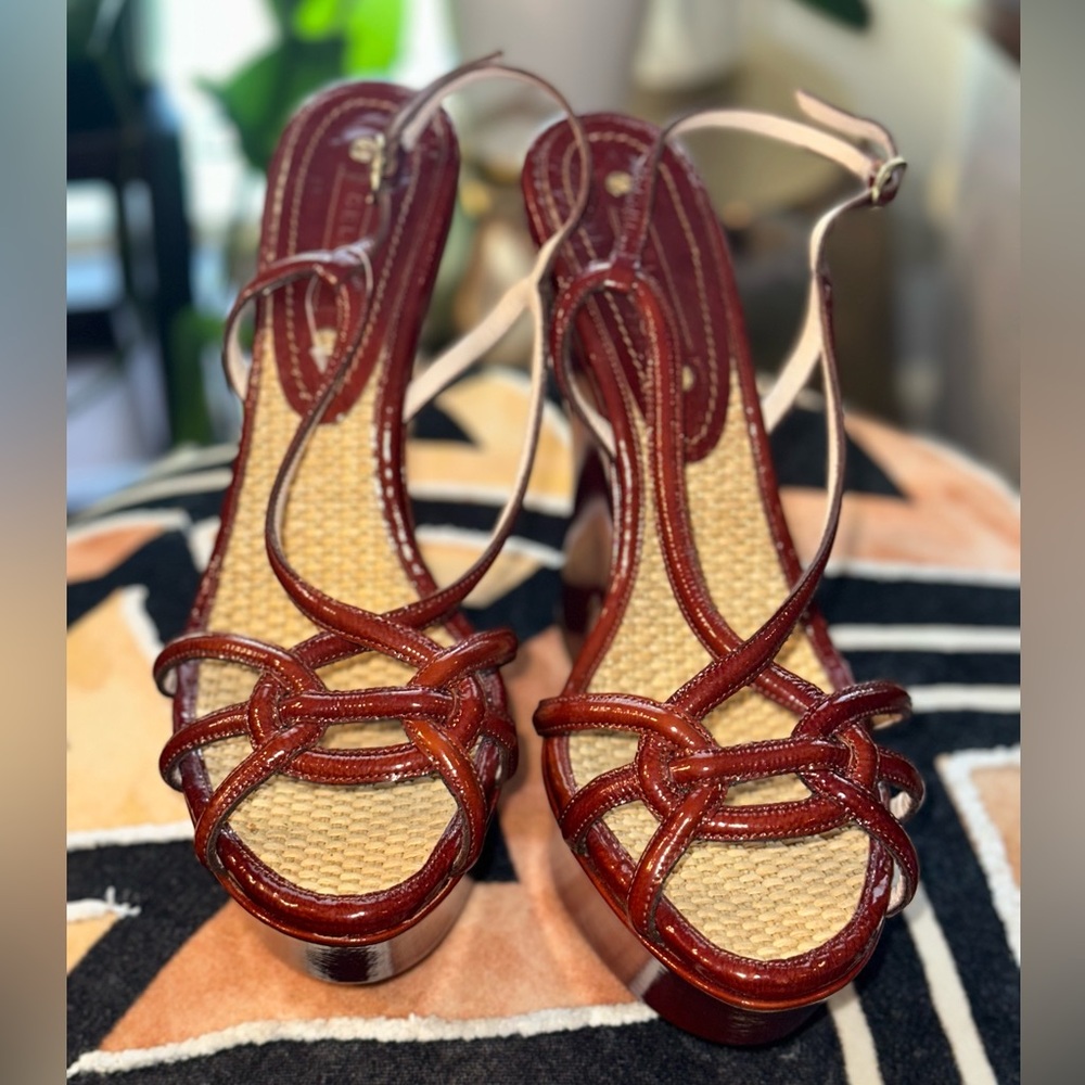 CELINE Patent Leather Platform Wedge | Size 41